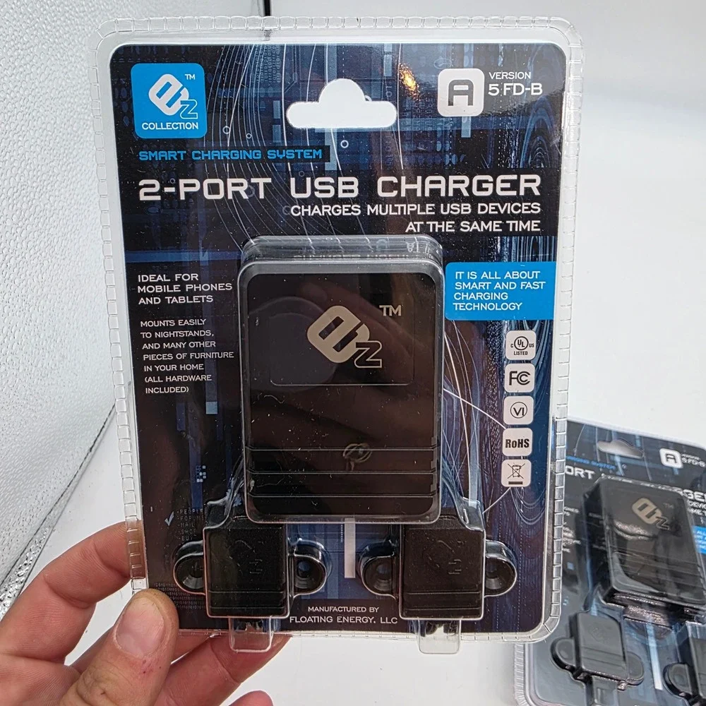 2 Pack EZ Collection 2-Port USB Charger Smart Charging System Black 5 FD-B O9
